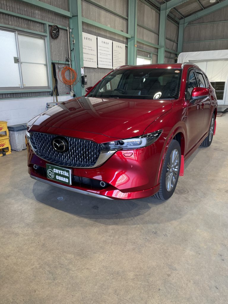 マツダCX-5のGZOXボディコーティングとミラーフィルム施工にヘッドライトプロテクションとガラス撥水加工